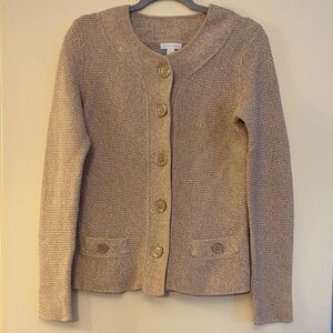 3 for 25! Charter Club Women's Beige Button Down Long Sleeve Sweater, size‎ M